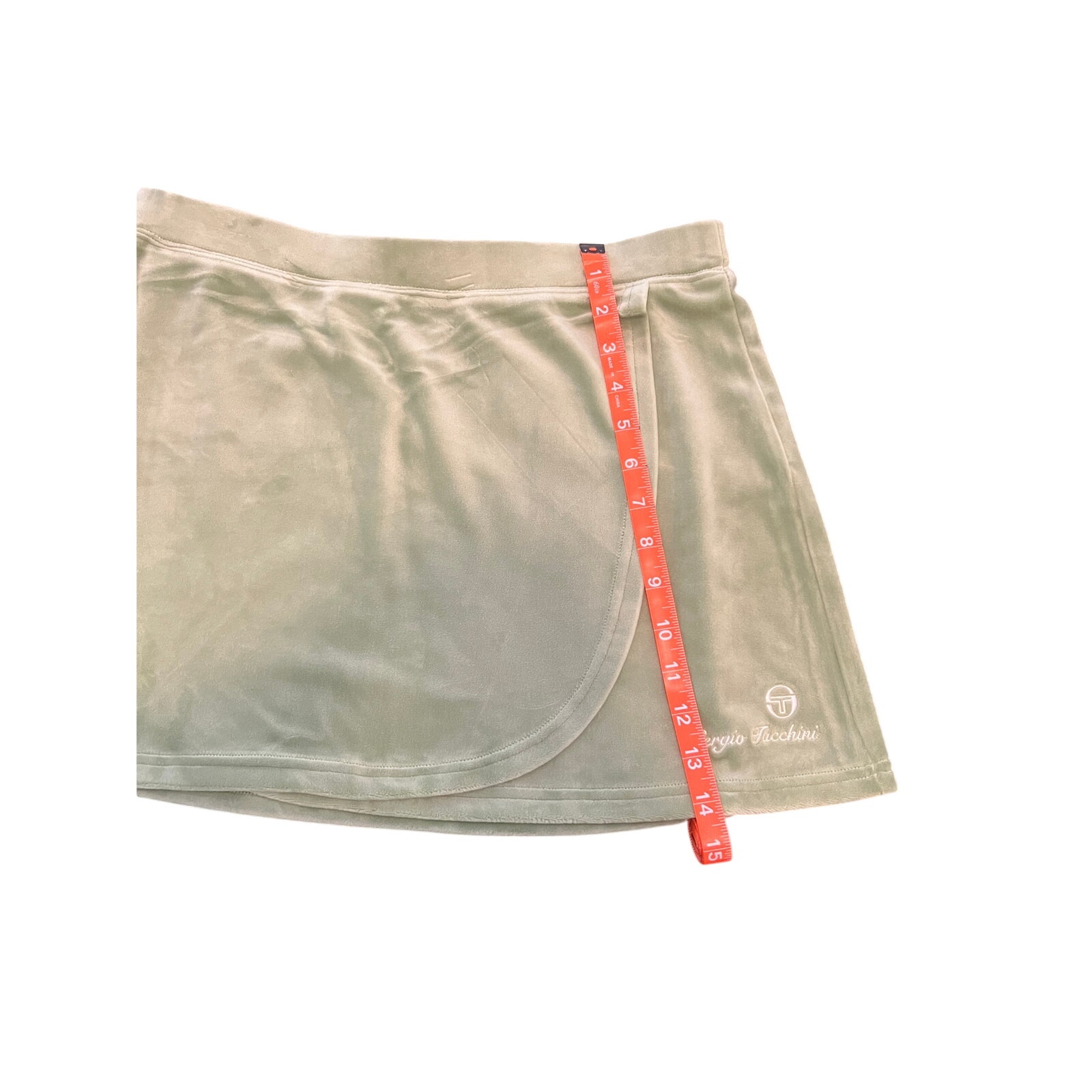 Nwt Sergio Tacchini Tennis Skirt Green Velour Wrap Style Size Large — image 8 of 8